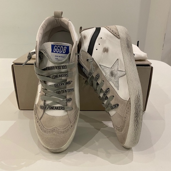 Golden Goose Midstar White/Black/Silver Star NIB - Picture 3 of 10